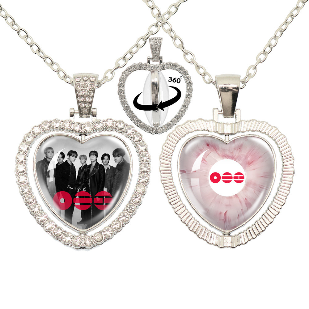 SQ Kpop BTS ARIRANG Time Gem Heart Diamond Vòng cổ xoay hai mặt