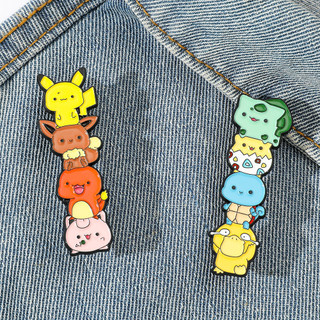 2 Cái / bộ Dễ Thương Pokemon Thổ Cẩm Pikachu Psyduck Kim Loại Men Pin Huy Hiệu Phụ Kiện