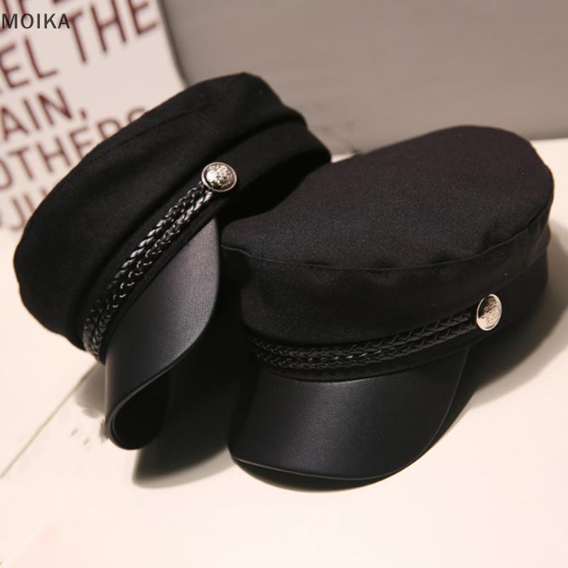 Mũ Da MOIKA Mũ Thủy Thủ Mũ Flat Top Captain Cap Du Lịch Cadet Hat VN