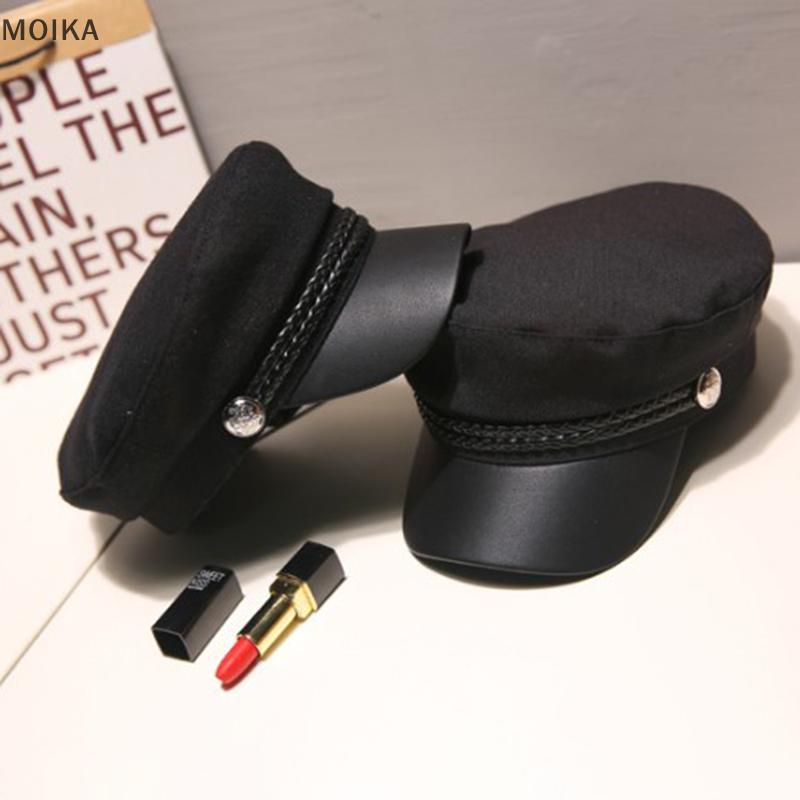 Mũ Da MOIKA Mũ Thủy Thủ Mũ Flat Top Captain Cap Du Lịch Cadet Hat VN