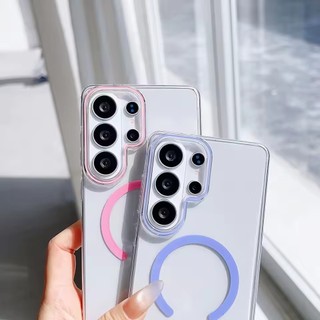 Ốp PC cứng trong suốt màu kẹo sang trọng cho Samsung Galaxy S26 S25 Plus S24 S23 Vỏ từ tính siêu trong suốt Vỏ chống sốc
