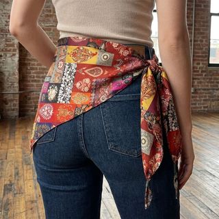 Khăn quàng cổ DANBY, Khăn quàng cổ hình tam giác in hoa lụa, Váy thắt lưng trang trí bằng vải Polyester cổ điển cá tính
