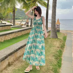 Váy chữ A phong cách Pháp eo hẹp, phù hợp cho kỳ nghỉ và thời trang mùa hè