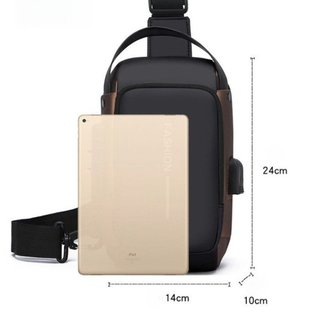 Túi Đeo Ngang Chống Thấm Nước Da PU Kết Hợp Khóa Cổng Sạc USB Phù Hợp Với iPad Mini Điện Thoại Hàng Ngày