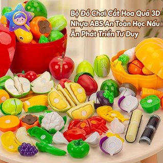 Bộ đồ chơi cắt rau quả trẻ em bằng nhựa ABS Nhà bếp an toàn giả vờ Đồ chơi học tập Hộp lưu trữ Logic