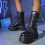 Punk Giày Cyber Rock Martin Giày Nữ Phong Cách Mới Kim Loại Punk Xe Tăng Xe Máy Tăng Cường Dày Đế Nóng Cô Gái Ren Giữa Ống Tối