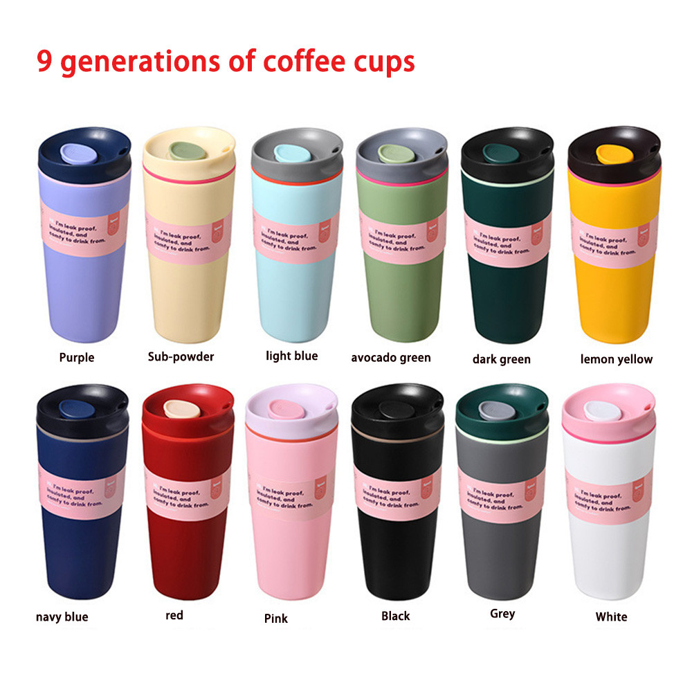 Cốc giữ nhiệt bằng thép không gỉ tối giản Cốc cà phê cách nhiệt chân không Nắp chống rò rỉ Du lịch Đế im lặng Cốc giữ nhiệt Bình giữ nhiệt
