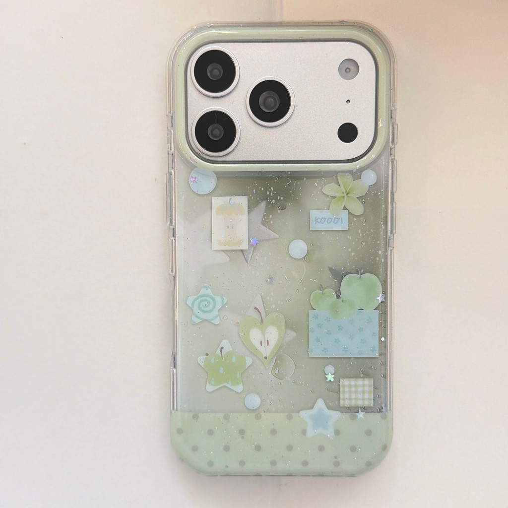 Ốp điện thoại táo xanh bạc hà cho iPhone 17 Pro Max 17 16 15 14 13 Vỏ bảo vệ chống sốc