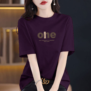Mùa Hè Nho Tím Nguyên Chất Cotton Ngắn Tay Nữ 2026 Thời Trang Phù Hợp Với Tuổi Giảm Nửa Tay Top Áo Thun Hợp Thời Trang e