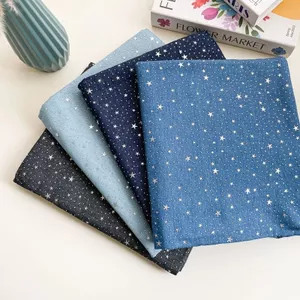 Denim Ngôi Sao Năm Cánh Ba Chiều Kim Cương Đính Kim Cương In Quần Vải Áo Khoác Nóng Chấm Phổ Biến Tự Làm