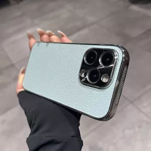 Thích hợp cho iPhone 15pro Vỏ Điện Thoại Phong Cách Mới Mạ Điện Lưới Edge 14 / 13 Niche Chống Sốc Đơn Giản