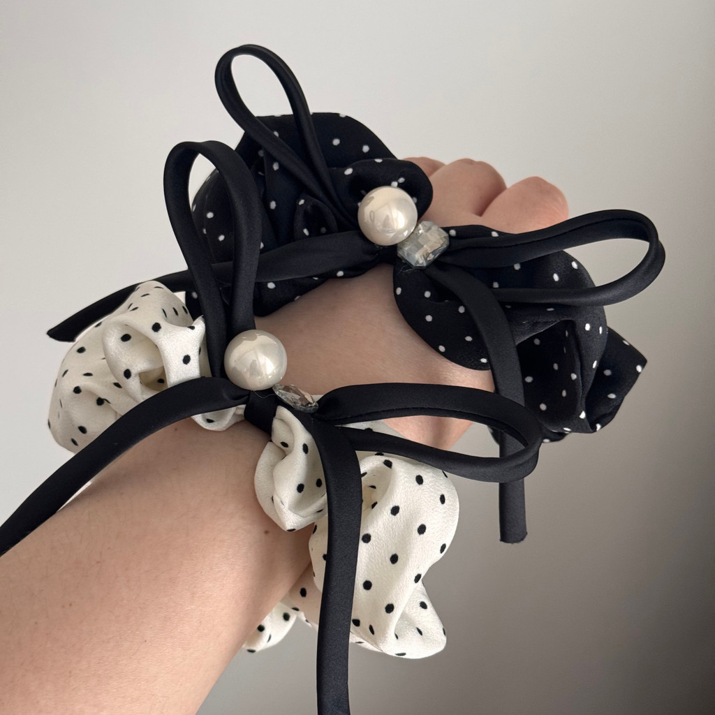 Dây buộc tóc bằng vải Satin Bow Scrunchies Hàn Quốc dành cho nữ