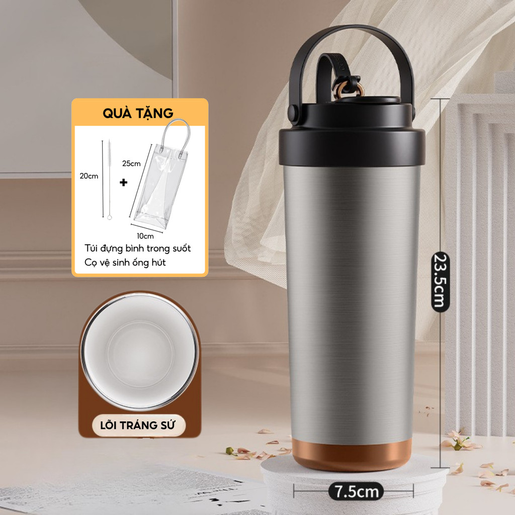 Ly giữ nhiệt Elegant Silver 500ml/750ml, inox 304 lõi tráng sứ, chính hãng 84HYDRO/84C500C/84C650C