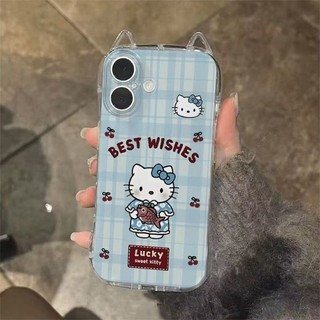 Ốp lưng IPhone 17 16 15 14 13 12 11 ProMax XSMax 7 Plus Dễ thương Kimono phim hoạt hình KT mèo trường hợp điện thoại