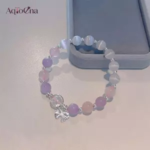 AqToCna Màu Bạc Nơ Mặt Dây Chuyền Giả Đá Mắt Mèo Pha Lê Đính Hạt Vòng Tay Nữ Trang Sức Thời Trang Tinh Tế AqToCna