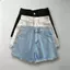 Quần short Denim mùa hè thiết kế Frayed cạp cao dành cho nữ Phong cách mới Quần short ôm sát hơn