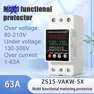 63A Din Rail Relay Bảo vệ gắn trên đường ray dưới thiết bị bảo vệ điện áp Rơle với bảo vệ quá dòng điện KWh Meter