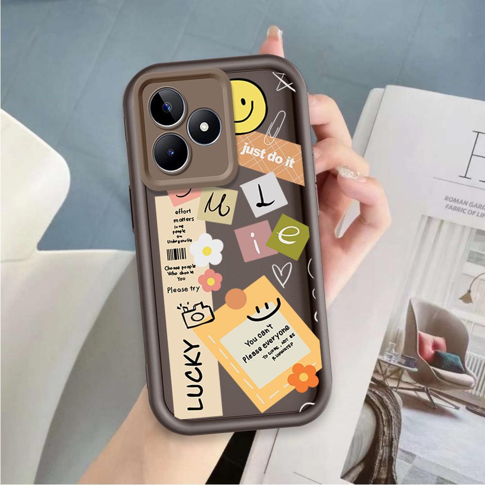 Ốp Lưng Cho Realme C53 C51 Note 50 C63 C61 Hoạt Hình Silicon Phụ Kiện Vỏ Điện Thoại Mềm Nhãn TPU Nụ Cười Hoa Mắt Thiên Thần Ốp Lưng Chống Sốc