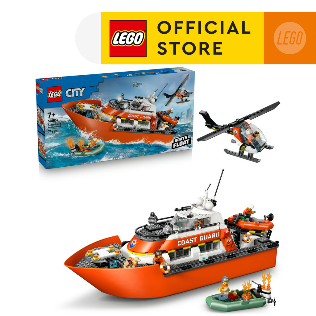 LEGO CITY 60504 Đồ Chơi Lắp Ráp Tàu Cứu Hộ Và Trực Thăng Bảo Vệ Bờ Biển ...