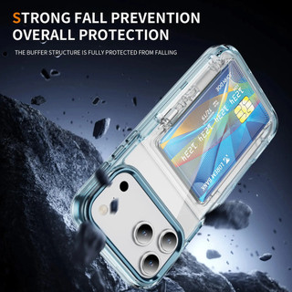 Giá đỡ điện thoại, giá đỡ thẻ, ốp điện thoại trong suốt, tương thích với iPhone 17 Pro Max, 17, 16, 15, 14, 13, 12, 11, XR, vỏ bảo vệ đơn giản, chống sốc, có nút kim loại, bảo vệ
