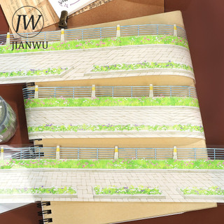 JIANWU 60mm * 5m Vintage Cây Hoa Đường Phố Bên Vật Liệu Phong Cảnh Cắt Băng Thêu Sò PET Sáng Tạo DIY Tạp Chí Văn Phòng Phẩm