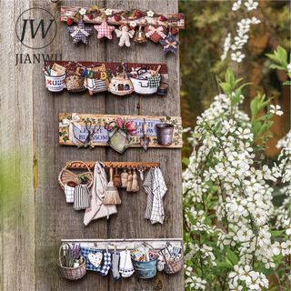 JIANWU Ấm Nhà Đảng Series Vintage Mèo Hoa Phong Cảnh Chất Liệu Cắt Dán Thêu Sò Miếng Dán Sáng Tạo DIY Tạp Chí Văn Phòng Phẩm