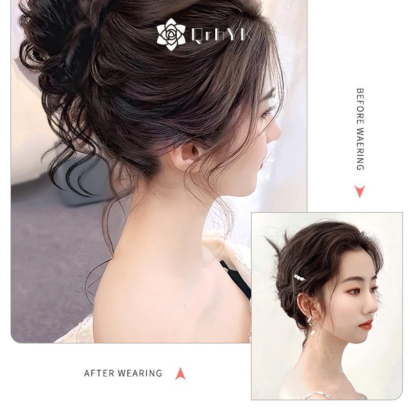 QrhYK Tổng Hợp Xoăn Bun Xộn Móng Vuốt Chignon Kẹp Tóc Co Giãn Scrunchies Hairpieces Donut Updo Tóc Miếng Dành Cho Nữ Mới