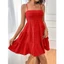 Thời Trang Nữ Spaghetti Dây Đeo Smocked Bustier Mini Dress Màu Xanh Xù Tầng Xoay Đầm Mùa Hè Thường Ngày Kỳ Nghỉ Đi Biển Mặc