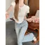 Áo thun ngắn tay có nút thiết kế dành cho nữ mùa hè Pure Desire Sweet Hot Girl Slim-Fit Navel Crop Hollow Niche Short Top ins