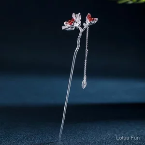S925 Bạc Garnet Kẹp Tóc Retro Court Hanfu Phụ Kiện Mũ Đội Đầu Hoa Đẹp 520 Quà Tặng
