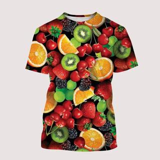 Unisex Nhanh Khô Áo Thun Thường Ngày Họa Tiết Trái Cây Mùa Hè 3D In Tee, Dạo Phố Hàng Ngày