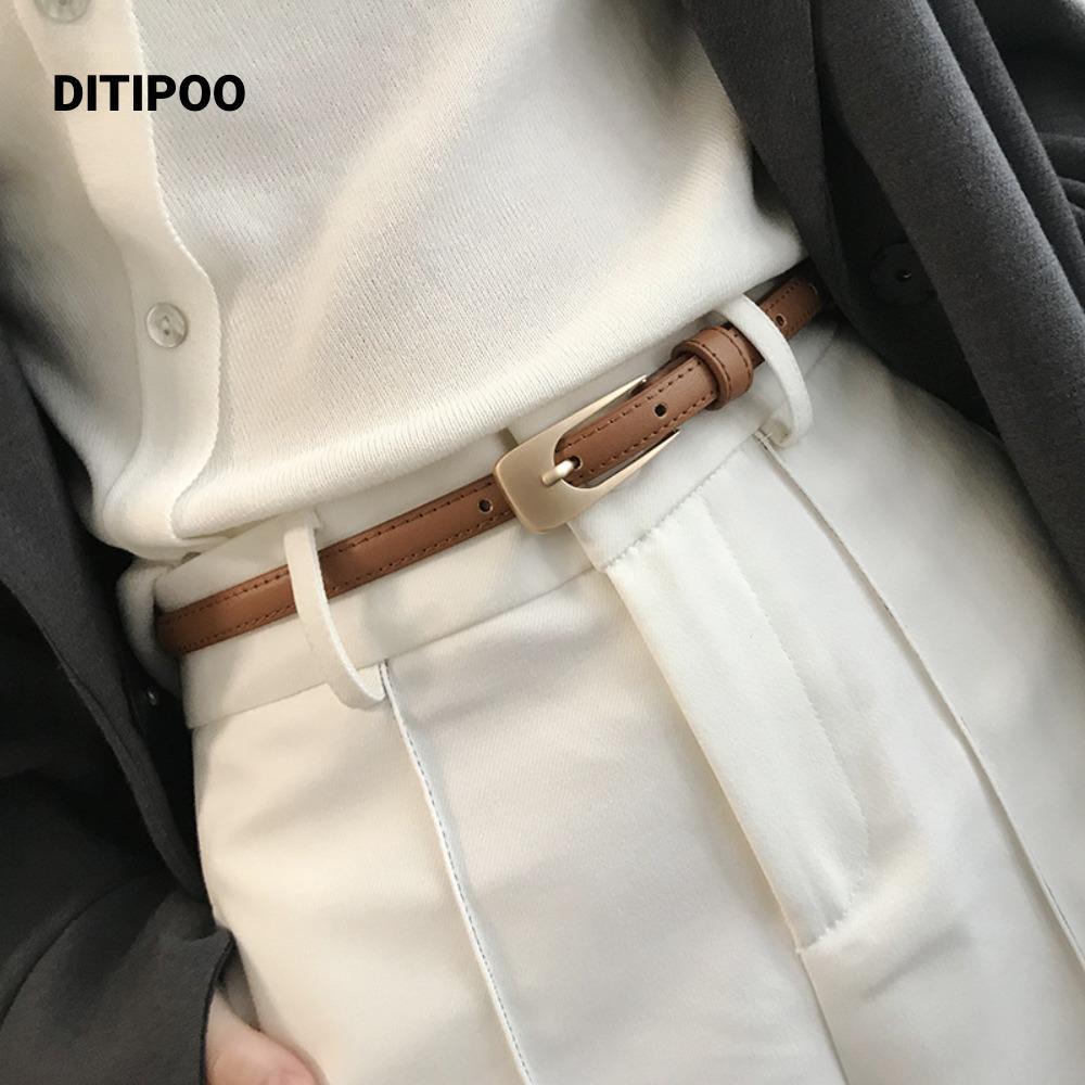 Ditipoo Dây thắt lưng khóa kim loại dành cho nữ Dây đeo thắt lưng mỏng thời trang thông thường