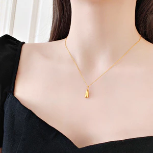 Vòng cổ mặt dây chuyền giọt nước tối giản - Thép titan mạ vàng 18K - Dây chữ O Dainty phong cách Hàn Quốc - Không gây dị ứng - Có thể điều chỉnh lên đến 50cm - Đa năng hàng ngày / đám cưới