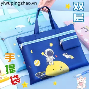 Túi Tote Dung Tích Lớn Học Sinh Mang Sách Nghệ Thuật Hướng Dẫn Học Sinh Tiểu Học Bé Trai Lớp Một Mang Sách Bé Trai Giấy Kiểm Tra Túi Tập Tin Dây Kéo Túi Bảo Quản Vải