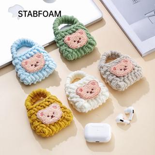 Vỏ túi đựng tai nghe STABFOAM, Tai nghe đan mềm, Hộp sạc Bluetooth sang trọng mềm mại di động dễ thương cho AirPods 1 2 / AirPods 3 Pro2