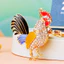 N9RF Xuyên Biên Giới Cung Hoàng Đạo Gà Mái Xe Móc Khóa Nữ Dễ Thương Sáng Tạo Túi Mặt Dây Chuyền Móc Chìa Khóa Vòng Quà Tặng Nhỏ