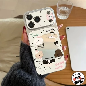 Ốp Điện Thoại Gương Chó Con Dễ Thương Cho iQOO Neo 10 10R 9 9S Pro Plus 8 Pro 5G 4G Vỏ Sang Trọng Hoạt Hình Chó Ins Phong Cách Bạc Trang Điểm Vỏ Mềm