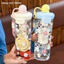 Bình Nước Trong Suốt HomeMate 720ML Kèm Ống Hút Silicone & Lõi Lọc Trà, Bình Nước Dễ Thương Có Quai Xách