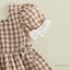 6M-4Y Bé Gái Mùa Hè 2 Bộ Trang Phục Puff Tay Cổ Vuông Kẻ Sọc Ngọt Ngào Peplum Áo Đèn Lồng Quần Short Bộ