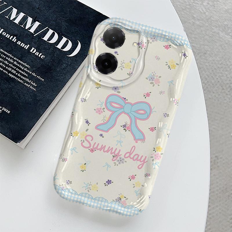 Vỏ Cho Redmi A5 POCO C71 Vỏ Kem Hoạt Hình Nơ Cặp Đôi Mềm TPU 3D Sóng Silicon Vỏ Điện Thoại