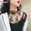 Áo ren nữ BORAGETE, Áo nữ thêu hoa trong suốt, Áo sơ mi dài tay màu đen xuyên thấu thời trang Áo lưới gợi cảm