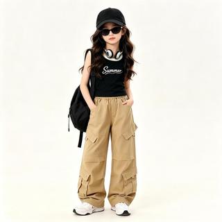 QuầN Cargo Bé GáI MẫU MớI ỐNg RộNg ĐA TúI Xanh QuâN ĐộI Kaki Style NgọT QuầN Dù