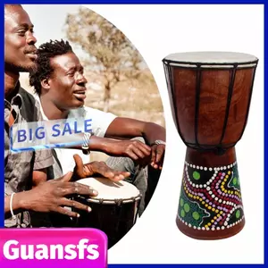 Guansfs 6in Trống Djembe Châu Phi Chạm Khắc Gỗ Chắc Chắn Da Dê Nhạc Cụ Truyền Thống