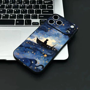 TP-2 Nghệ Thuật Van Gogh Ngộ nghĩnh Mèo Ốp Lưng Điện Thoại IPhone 17 16 15 14 13 12 11 Pro Max Plus Mini Đen Mờ Vỏ Mềm Funda