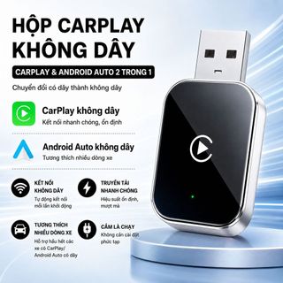 Adapter CarPlay không dây cho ô tô hỗ trợ Android Auto chuyển đổi có dây sang không dây kết nối nhanh chóng