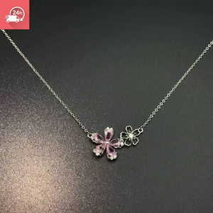 Tính khí cổ điển hoa anh đào ngọt ngào zircon pha lê cá tính và đa năng Vòng cổ nữ