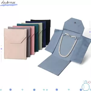 Túi đựng vòng cổ DAYBREAK, Túi đựng đồ trang sức nhung di động, Nút chụp trang sức Đóng cửa Hộp đựng đồ trang sức có thể gập lại Hộp đựng đồ cưới