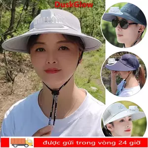 Mũ quạt sạc DUSKGLOW, Mũ câu cá chống tia cực tím vành lớn, Chống nắng có thể sạc lại ngoài trời Mũ che nắng Mũ cắm trại đi bộ đường dài