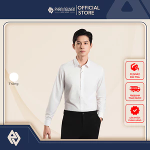 Áo sơ mi trắng dài tay nam Phan Nguyễn, chất liệu cao cấp, mềm, mát, thấm hút mồ hôi tốt, hạn chế nhăn nhàu SMD.1349