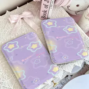 Gương gập mini trang điểm bỏ túi sao tím vẽ tay năng động mơ mộng trendy